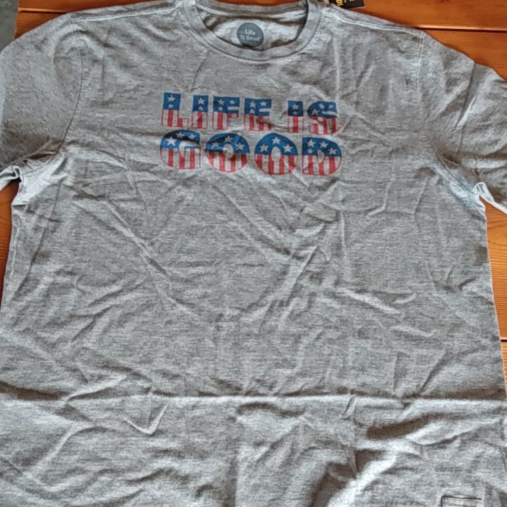 Mens large life is good Tee Stars & Stripes